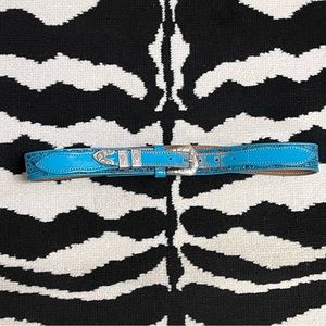 Vintage Western Belt Turquoise Tooled Embossed Leather Size 30
